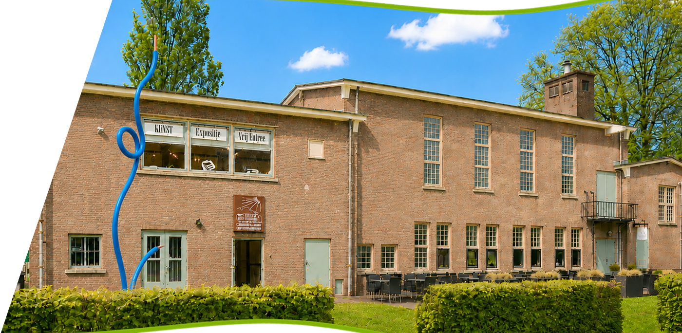 Stroomhuis met Stroom kunstwerk wave top and bottom